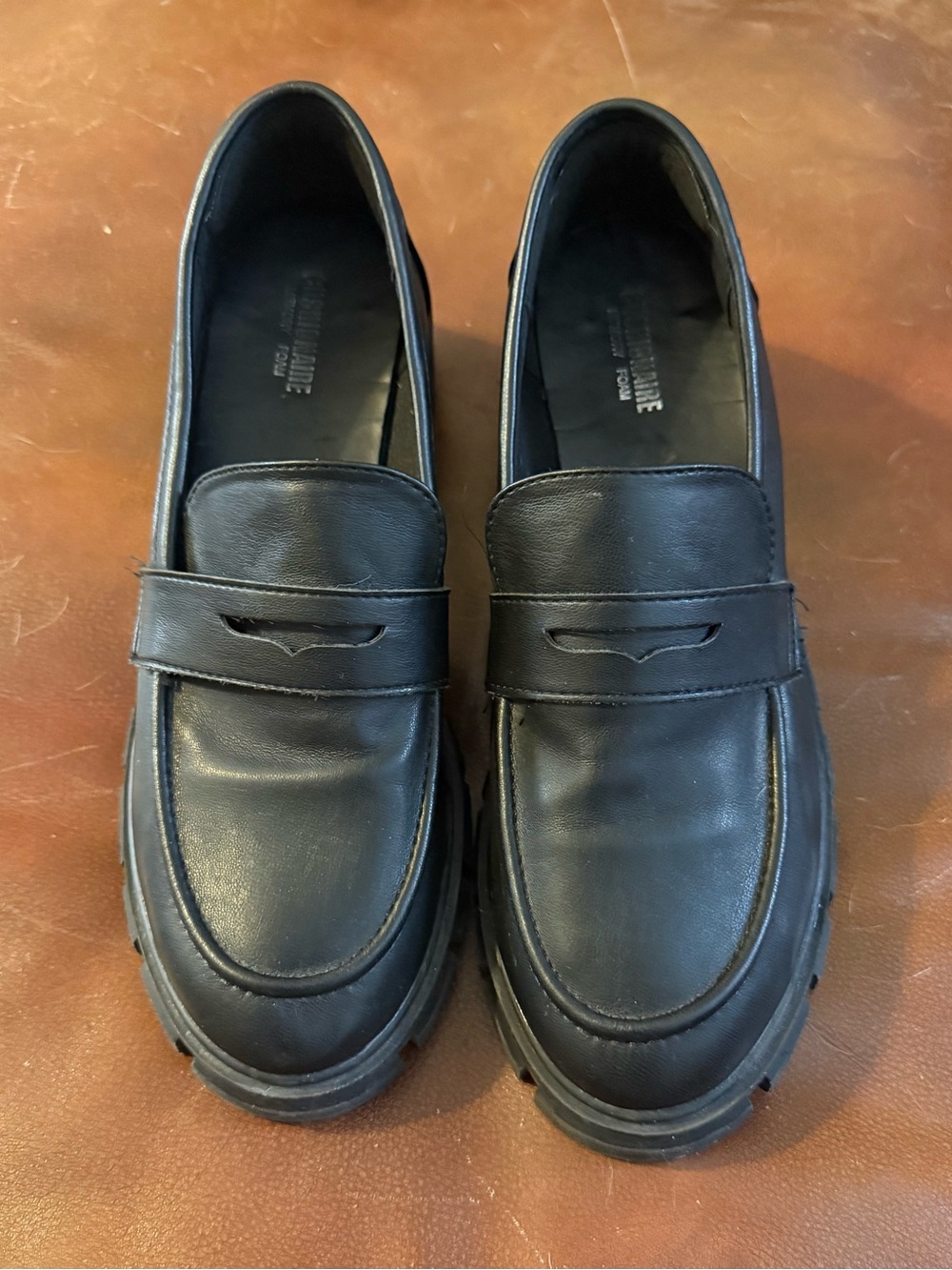 Black Women’s 10 Chunky Penny Loafers